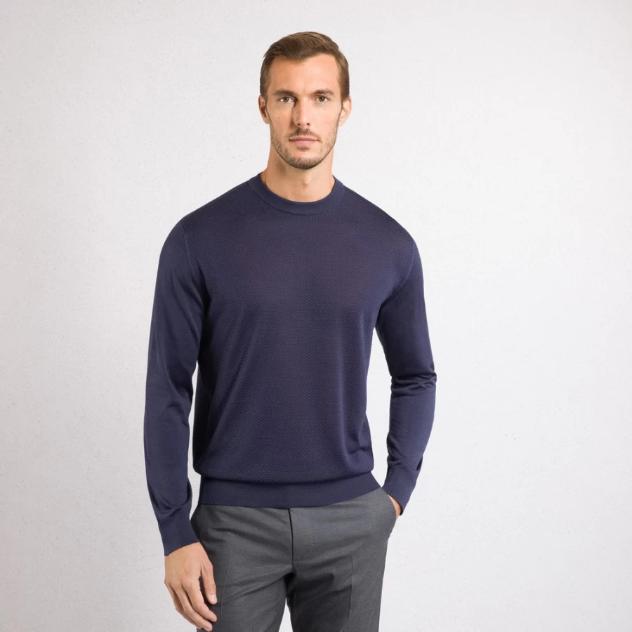 Stefano Ricci Men's Silk Crew Neck Sweater in Elegant Red - Luxury Knitwear