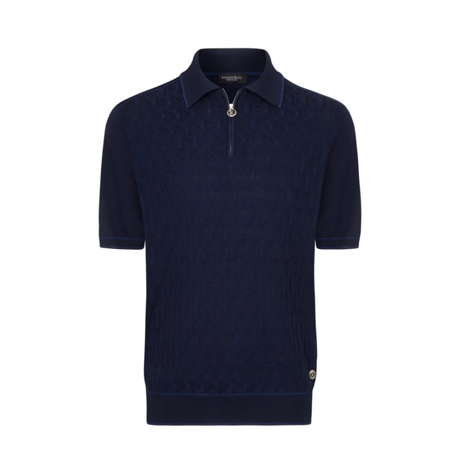 "Stefano Ricci Men's Premium Zip Polo Shirt in Classic Color F23170_2198"