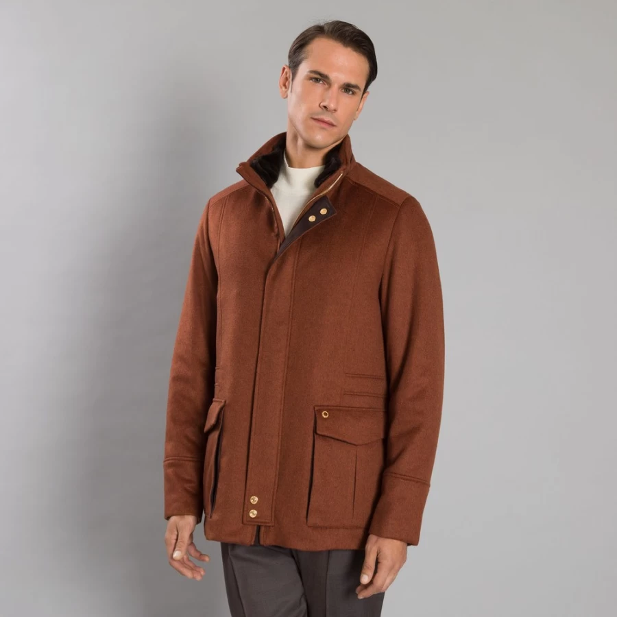 Stefano Ricci Men's Luxury Cashmere & Beaver Fur Field Jacket – Premium Outerwear