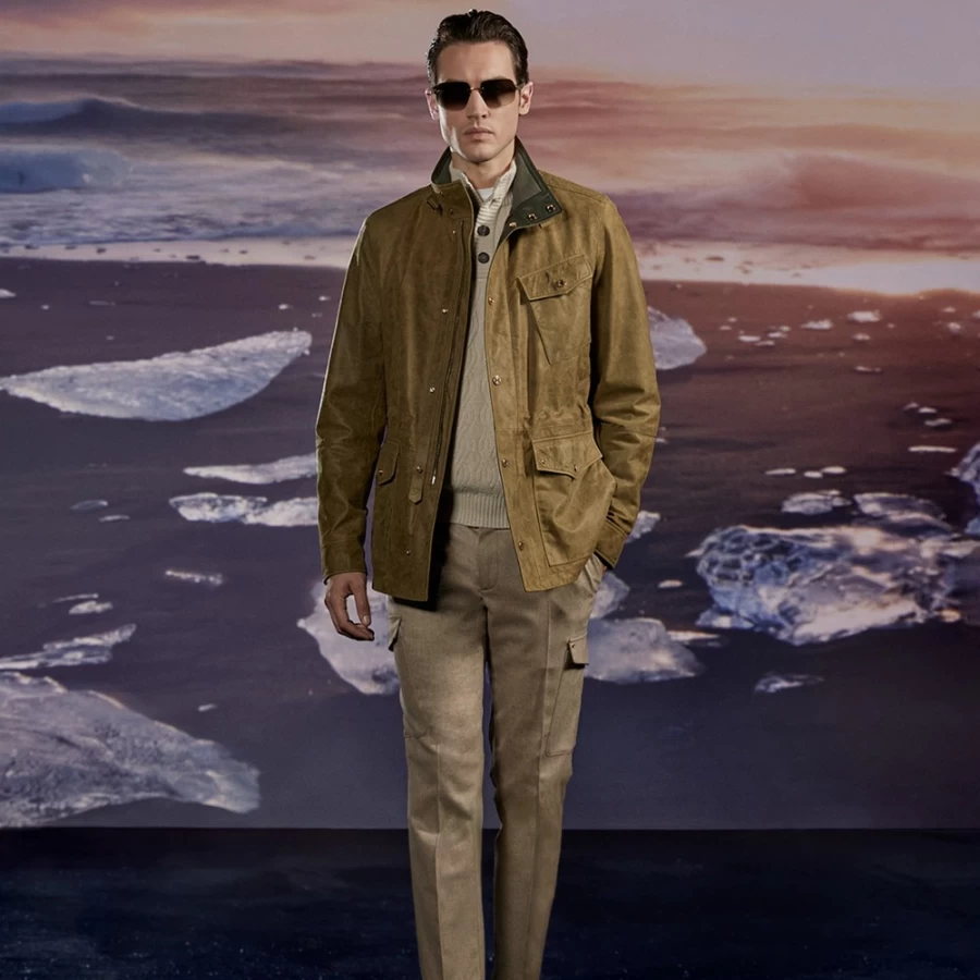Stefano Ricci Men's Lambskin Leather Field Jacket Premium Outerwear