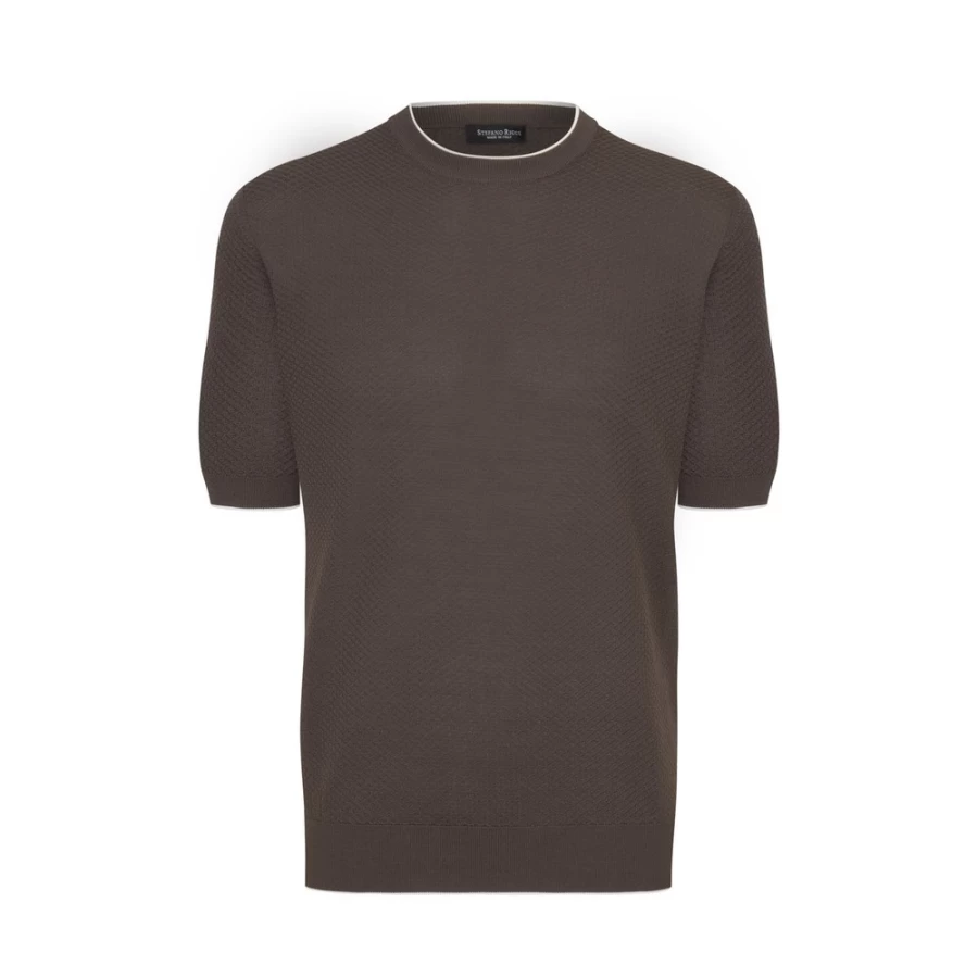 Stefano Ricci Men's Short Sleeve Silk Crewneck Sweater in F23123_3237 Color