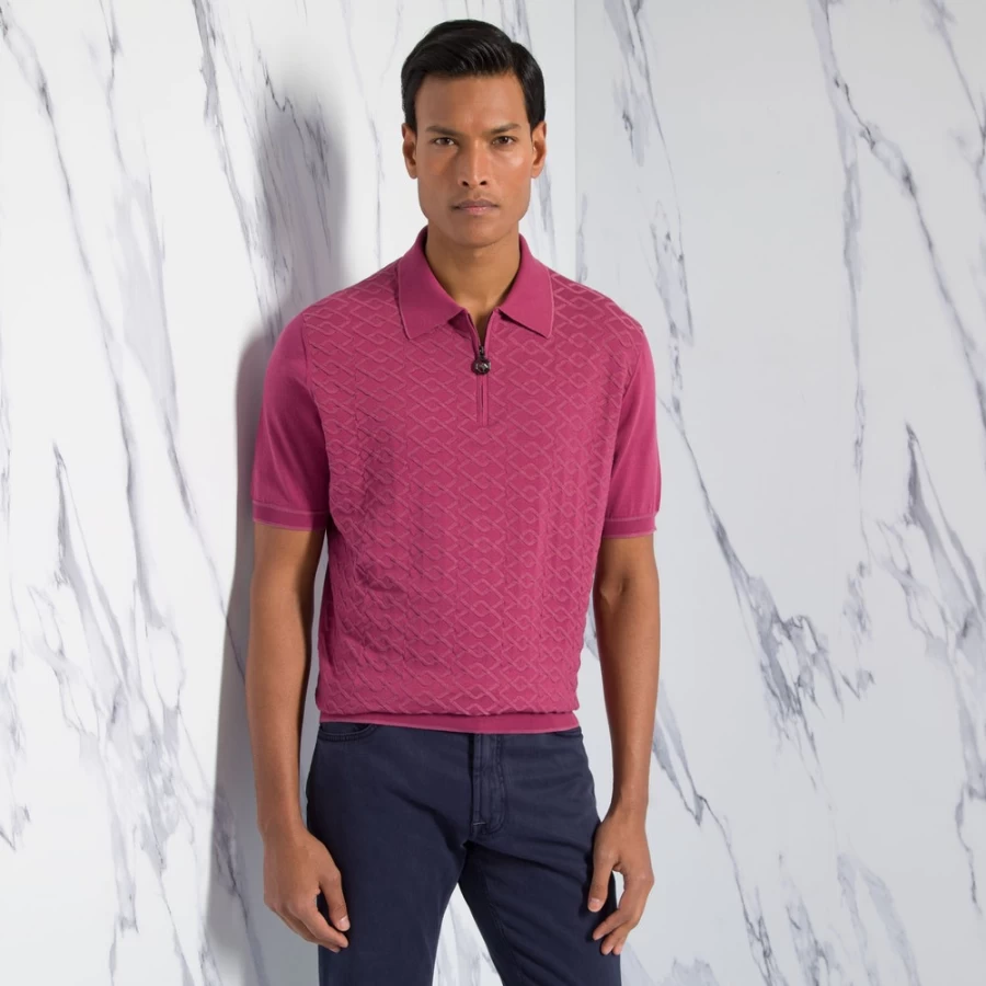 "Stefano Ricci Men's Premium Zip Polo Shirt – Luxury Designer Knitwear"