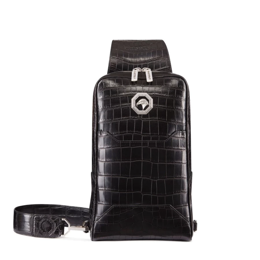 Stefano Ricci Handmade Genuine Crocodile Leather Sling Backpack for Men Luxury Designer Bag