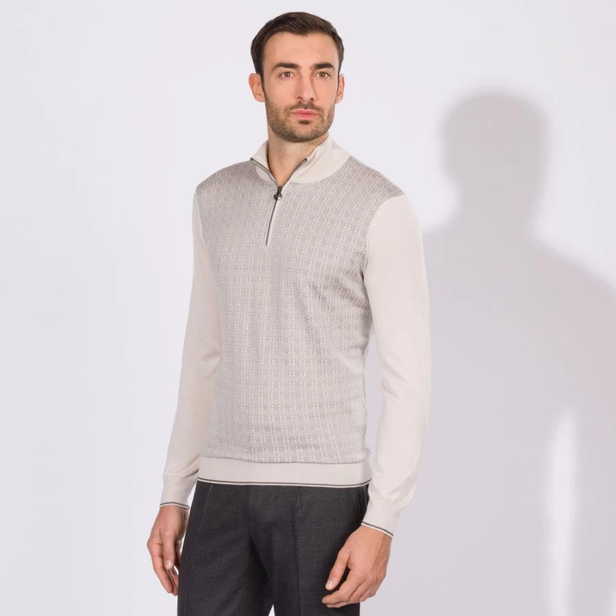 Stefano Ricci Men's Luxury Mockneck Sweatshirt - Premium Cotton Blend Pullover