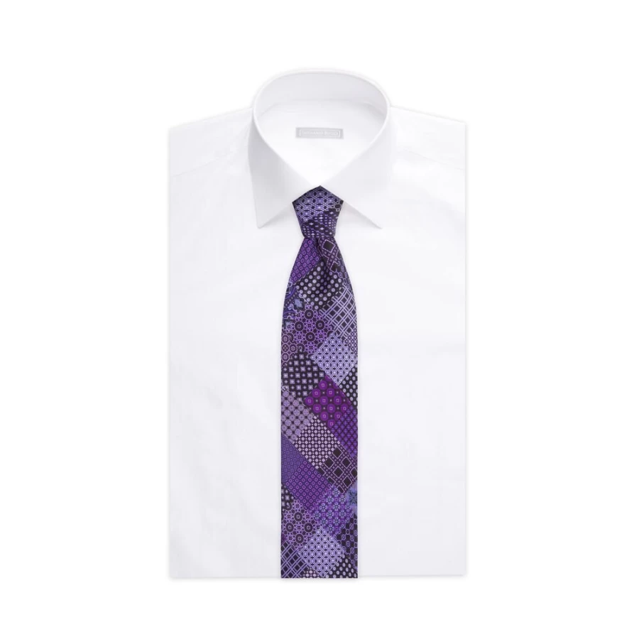 Stefano Ricci Luxury Patchwork Silk Tie Handcrafted Printed Design for Men