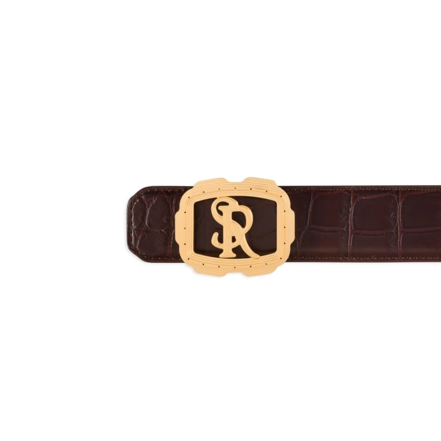 "Stefano Ricci M053 Genuine Matted Crocodile Leather Belt for Men – Luxury Designer Strap"