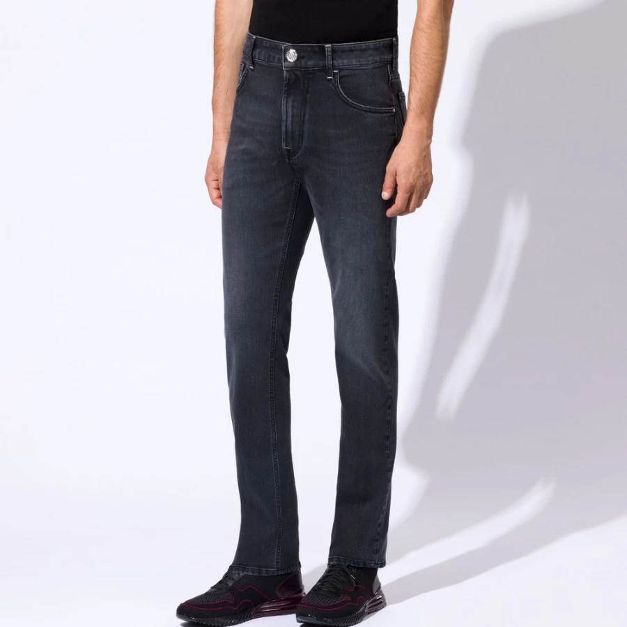 Stefano Ricci Men's Semi High Rise Slim Fit Jeans - Premium Denim Trousers for a Stylish Look