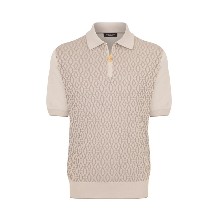 Stefano Ricci Men's Zip Polo Shirt in Red - Premium Luxury Fashion