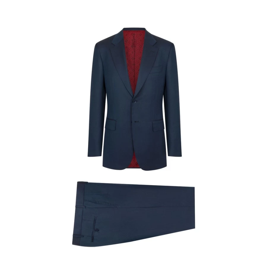 "Stefano Ricci Men's Fiesole Two-Button Luxury Suit in Elegant Navy Blue"