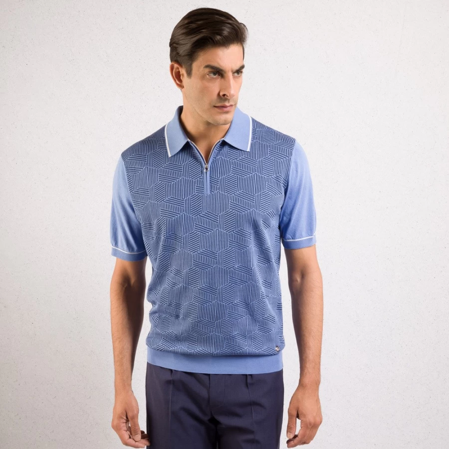 "Stefano Ricci Men's Premium Zip Polo Shirt - Stylish & Comfortable"