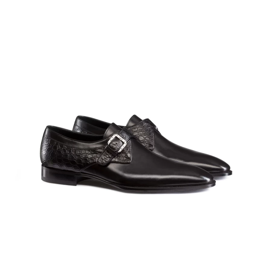 Stefano Ricci Luxury Men's Dress Shoes in Premium Calfskin & Matte Crocodile Leather