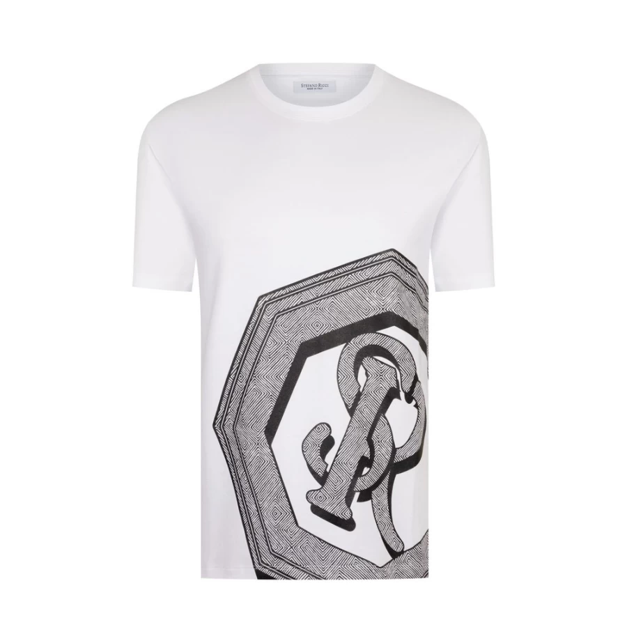 Stefano Ricci Men's Premium Crewneck T-Shirt - Luxury Cotton Comfort Fit Tee