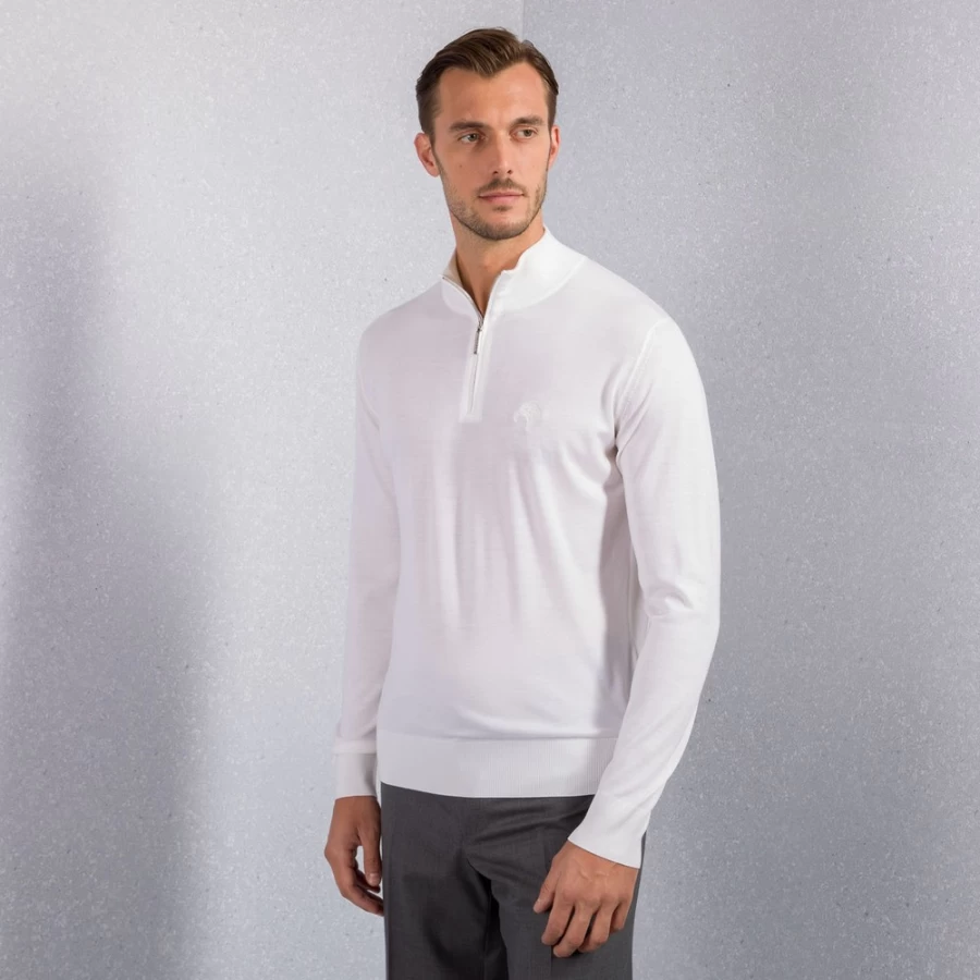 "Stefano Ricci Men's Knit Zip Mock Neck Sweater in Color F22345_204"
