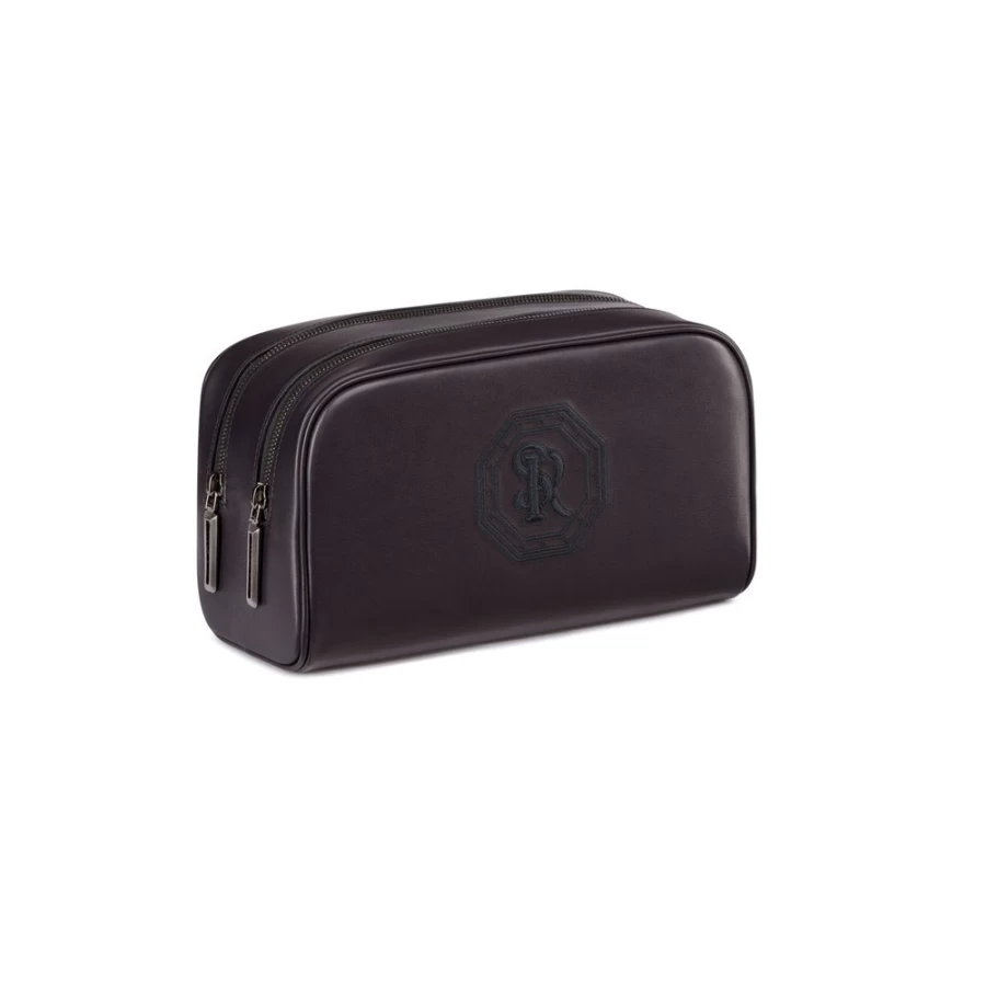 "Stefano Ricci Luxury Calfskin Leather Toiletry Bag for Men – Premium Travel Cosmetic Case"