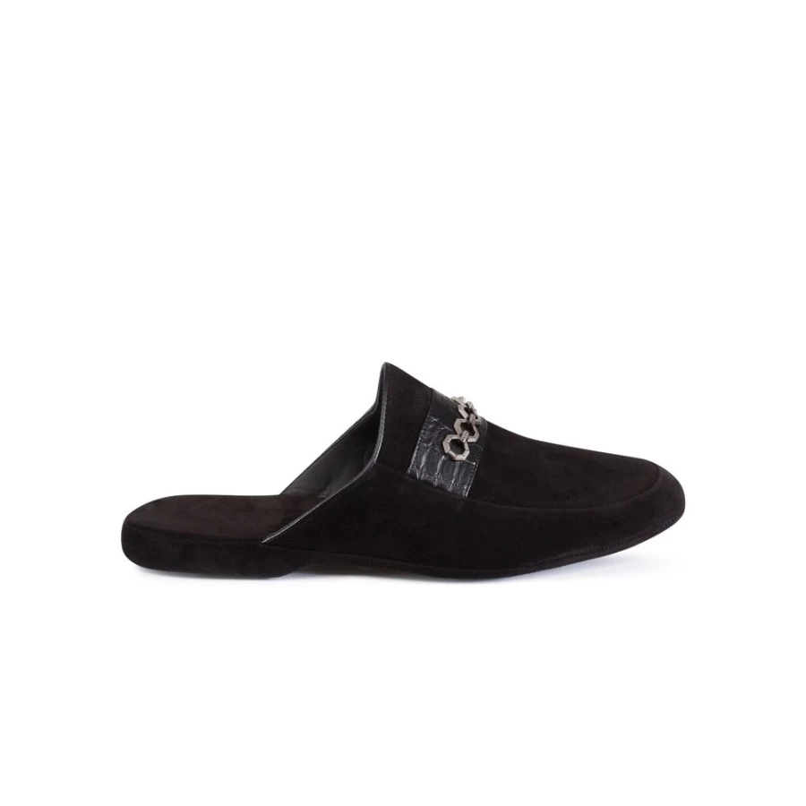 Stefano Ricci Luxury Crocodile Leather and Suede Men's Slippers