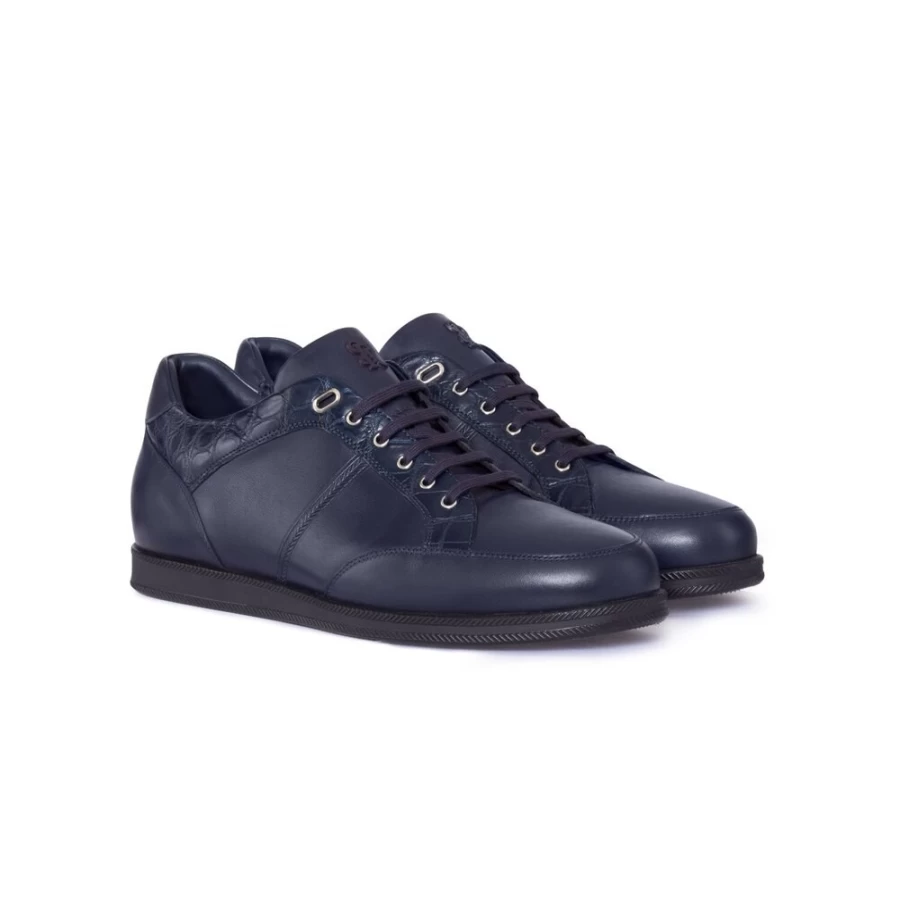 Stefano Ricci Luxury Sneakers in Matte Crocodile & Calfskin Leather - Style B013