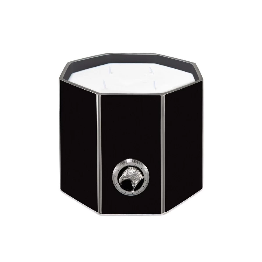 "Stefano Ricci Luxury Black & Platinum Large Octagonal Scented Candle for Home Decor"