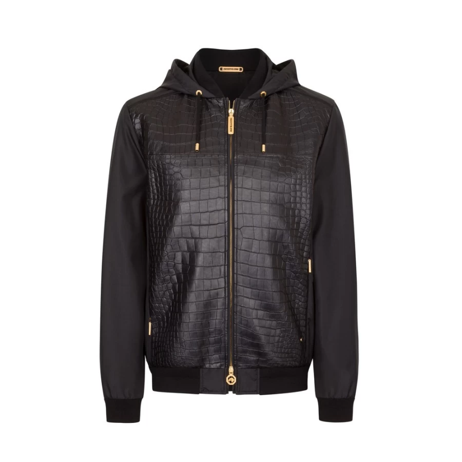 Stefano Ricci Men's Luxury Crocodile Leather & Silk Blouson Jacket