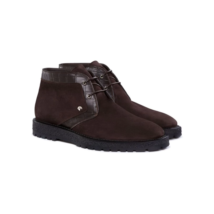 "Stefano Ricci Luxury Suede & Crocodile Leather Chukka Boots for Men"