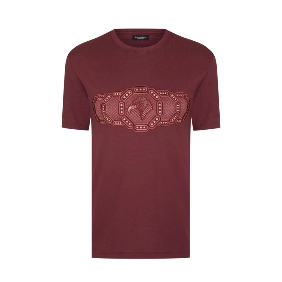 Stefano Ricci Men's Luxury T-Shirt in Color R047 - Premium Cotton Crewneck Tee