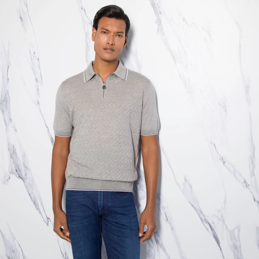 Stefano Ricci Men's Premium Zip Polo Shirt – Luxury Casual Wear