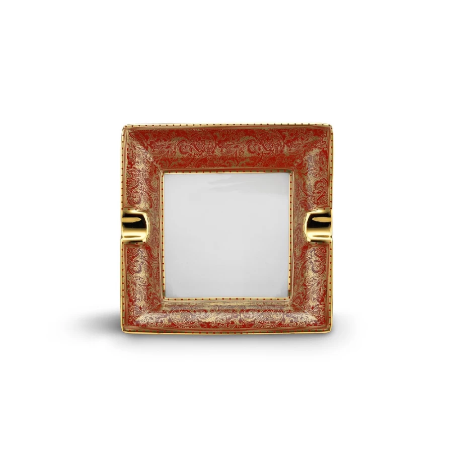 Stefano Ricci Luxury Red Paisley Porcelain Ashtray for Elegant Smoking Accessories