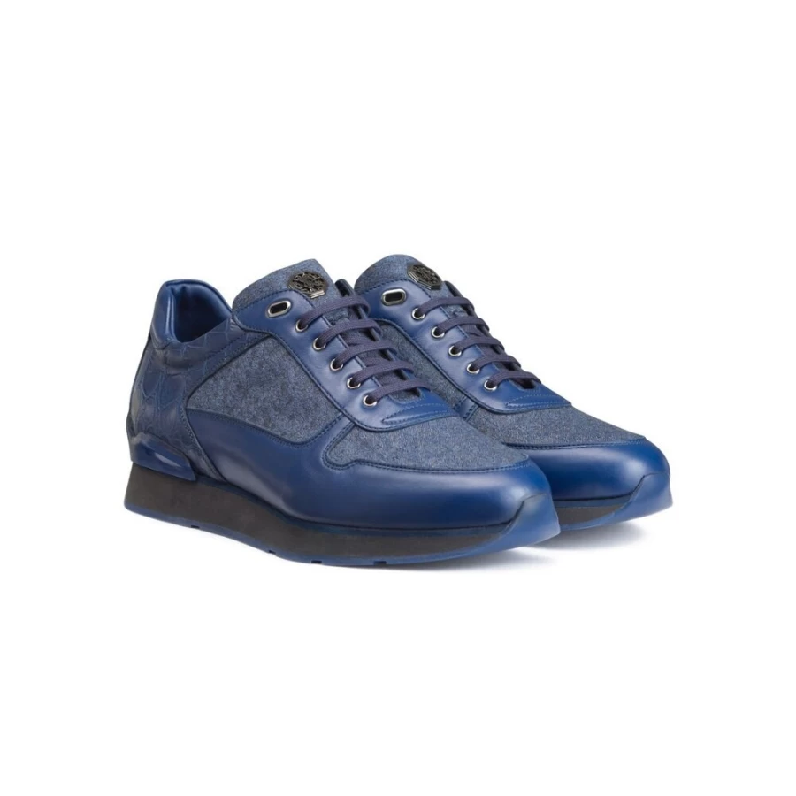 "Stefano Ricci Luxury Men's Calfskin and Crocodile Leather Trainers – Premium Designer Sneakers"