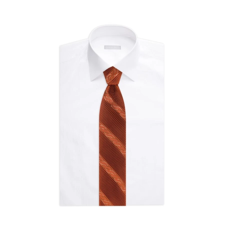 Stefano Ricci Luxury Pleated Silk Tie Embellished with Swarovski Crystals for Men