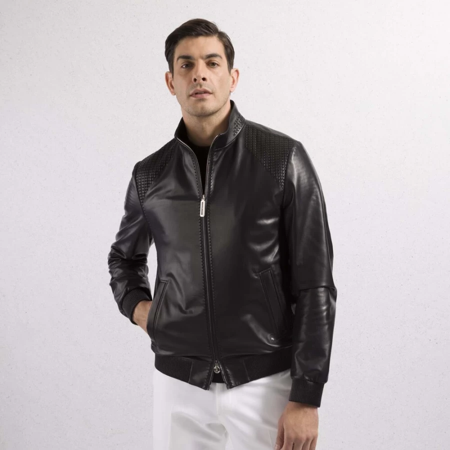Stefano Ricci Men's Lambskin Leather Blouson Jacket – Premium Luxury Outerwear