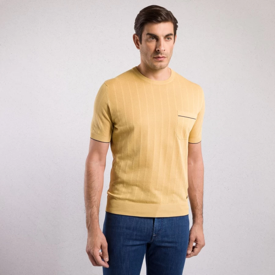 Stefano Ricci Men's Short Sleeve Silk Crewneck Sweater in F23124_3289 Color