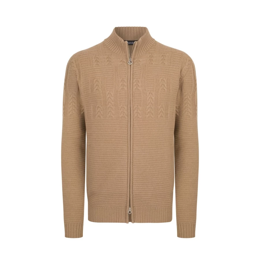"Stefano Ricci Men's Knit Mock Neck Zip-Up Sweater | Luxury Cashmere Pullover"