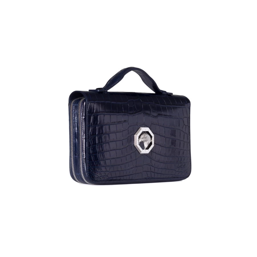 "Stefano Ricci Luxury Handmade Crocodile Leather Wallet with Diamante Detailing and Zip Closure"