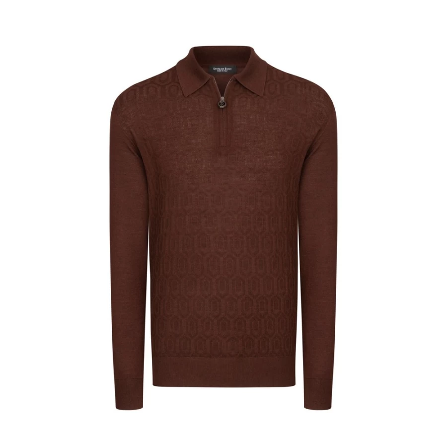 Stefano Ricci Men's Zip Polo Shirt in Color F21402_802 | Premium Luxury Knitwear