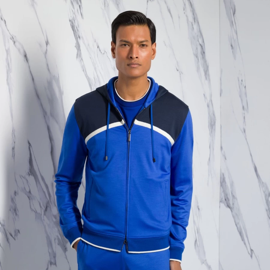 Stefano Ricci Men's Premium Hooded Jogging Suit Blouson Jacket for Athletic Wear