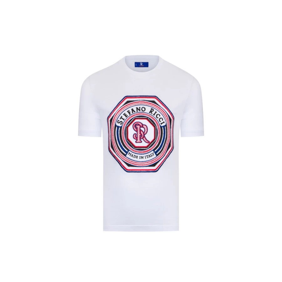 Stefano Ricci Junior Crew Neck T-Shirt in Color W000 | Classic Fit Cotton Tee for Boys