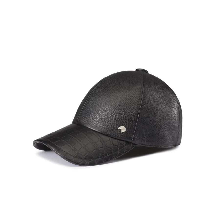"Stefano Ricci Luxury Deerskin & Crocodile Leather Baseball Cap in N999 Brown"
