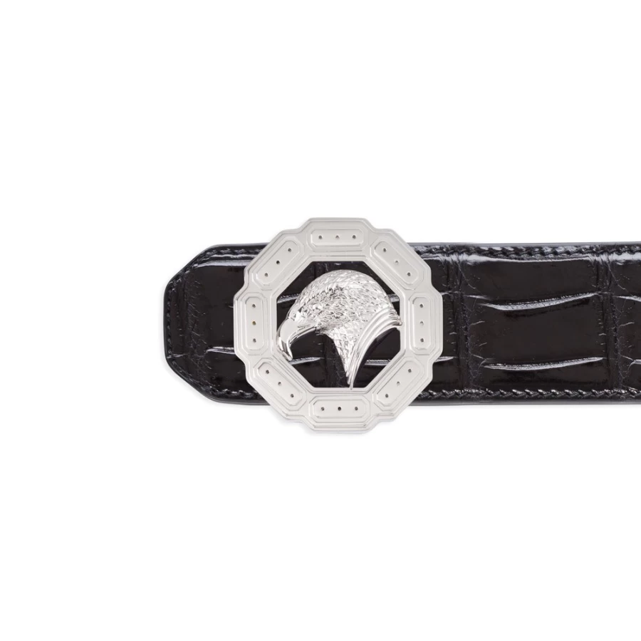 Stefano Ricci Luxury Diamante Crocodile Skin Belt for Men - Genuine Exotic Leather Dress Accessory