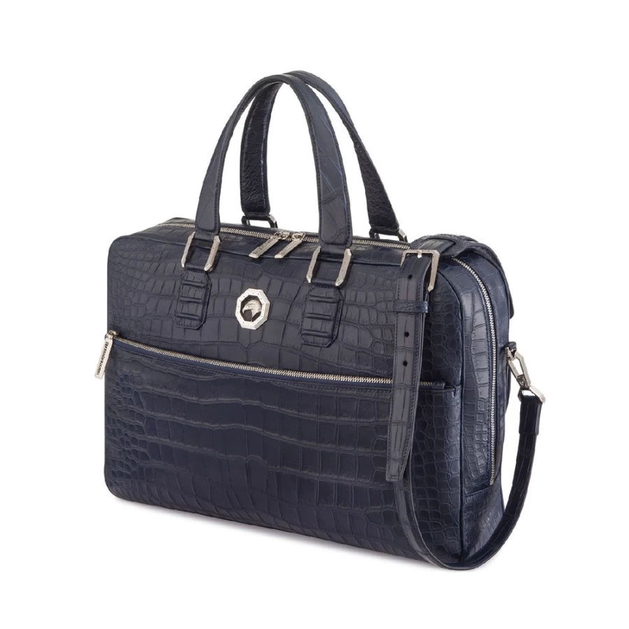"Stefano Ricci Handmade Crocodile Leather Business Bag – Premium Matte Finish"