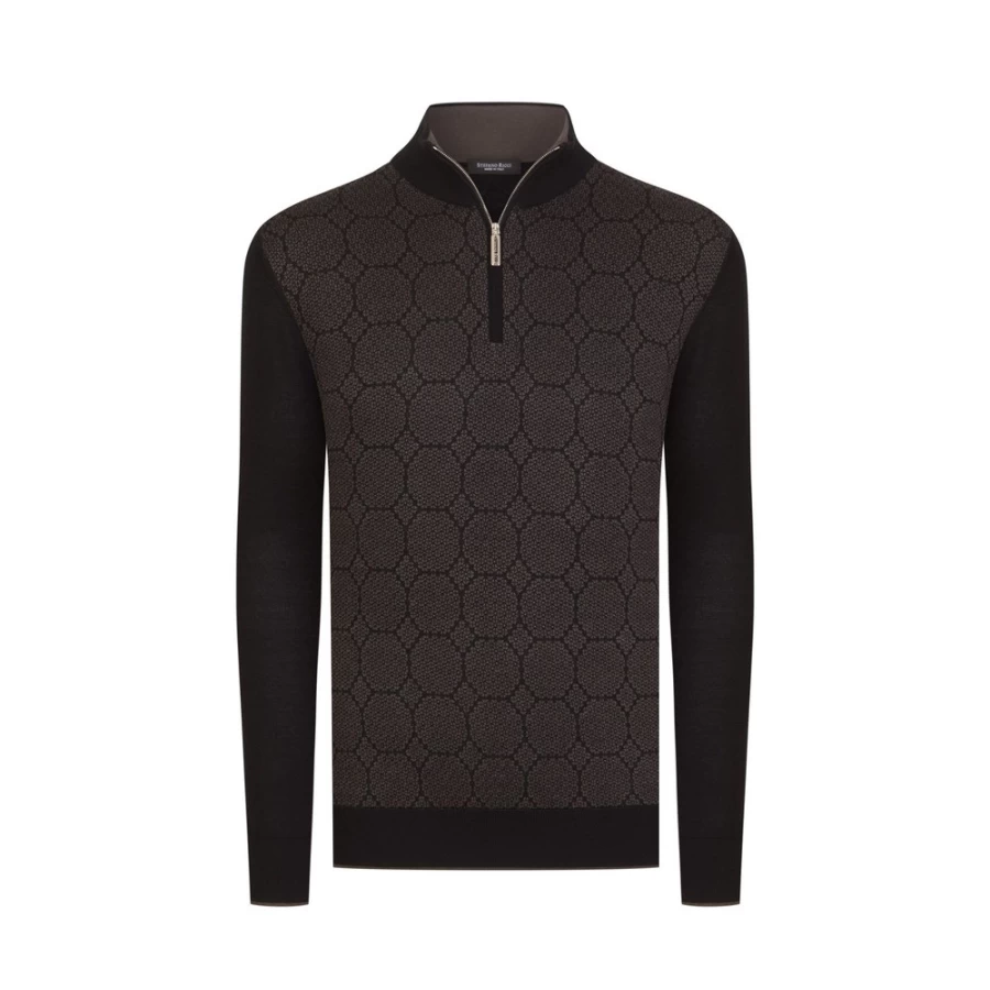 Stefano Ricci Men's Zip Mockneck Sweater Luxury Knitwear