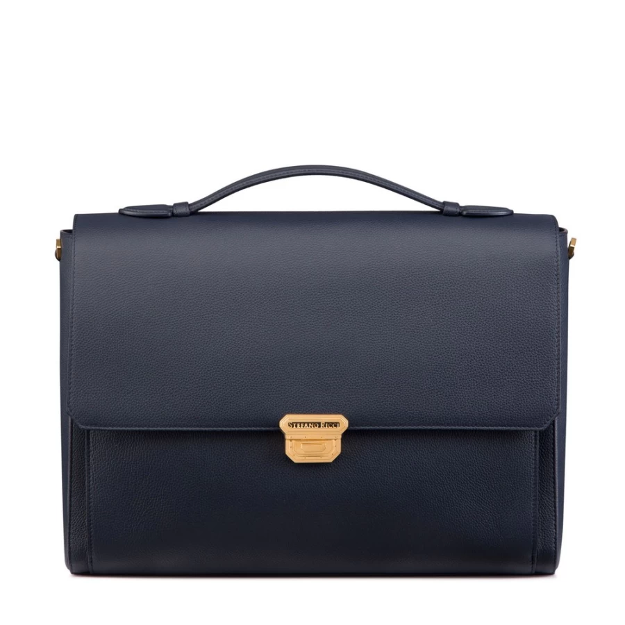 Stefano Ricci Luxury Calfskin Leather Briefcase in B013 Brown for Professional Elegance