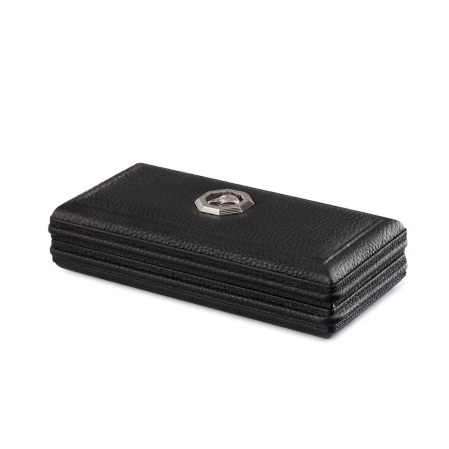 "Stefano Ricci Premium Calfskin Leather Cigar Case Holds 3 Cigars"