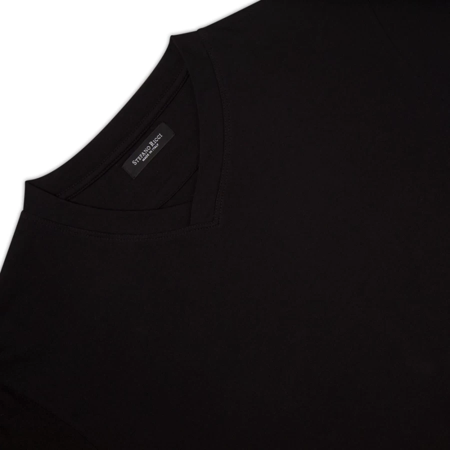 Stefano Ricci Men's Premium V-Neck T-Shirt - Luxury Cotton Crewneck Tee for Men