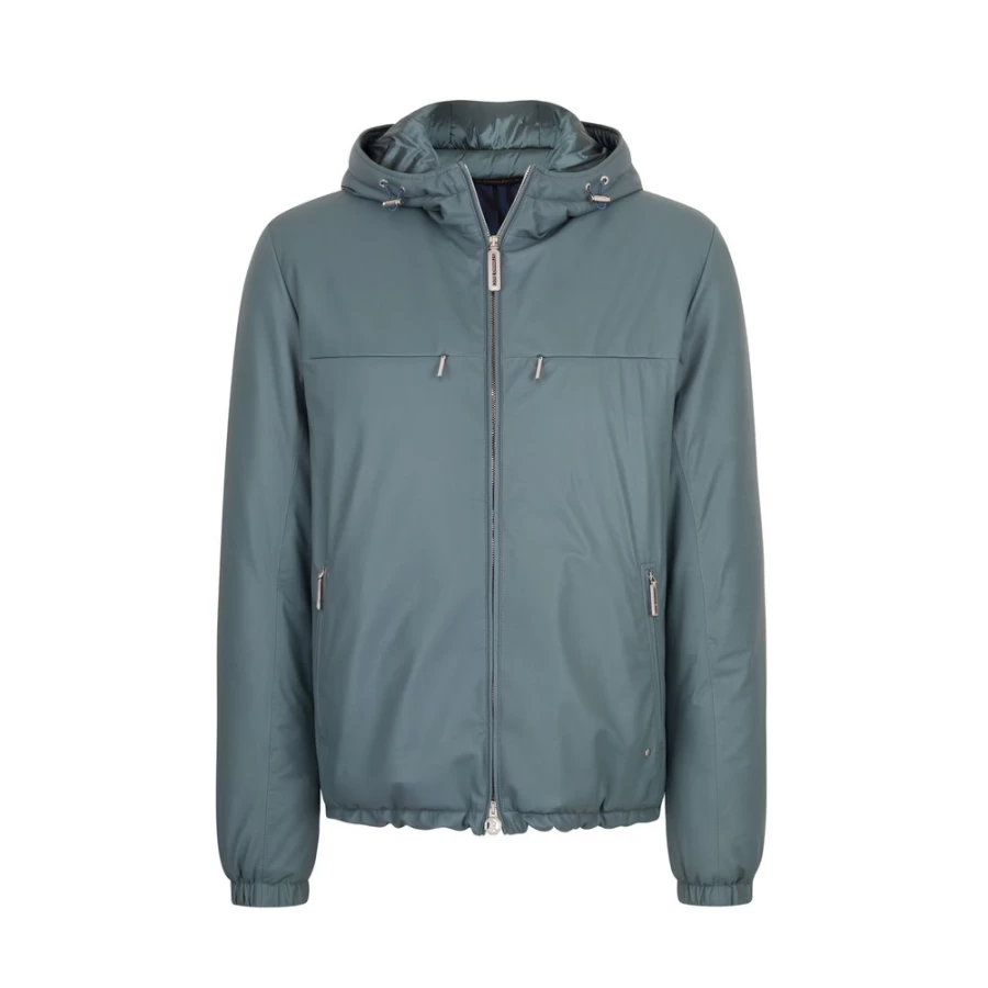 "Stefano Ricci Men's Premium Calfskin Leather Hooded Blouson Jacket"
