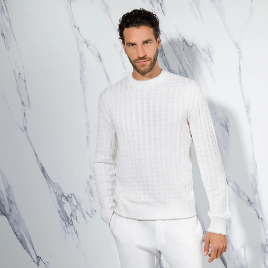 Stefano Ricci Men's Luxury Crewneck Sweater - Premium Cotton Knitwear for Elegant Casual Wear