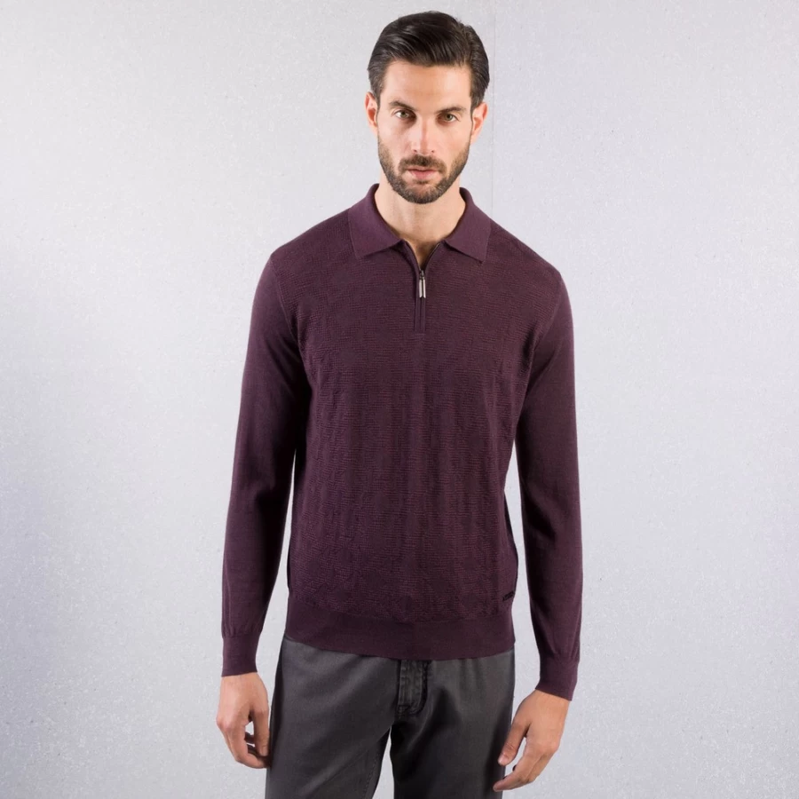 Stefano Ricci Men's Knit Zip Polo Shirt in F22476_3428 Color