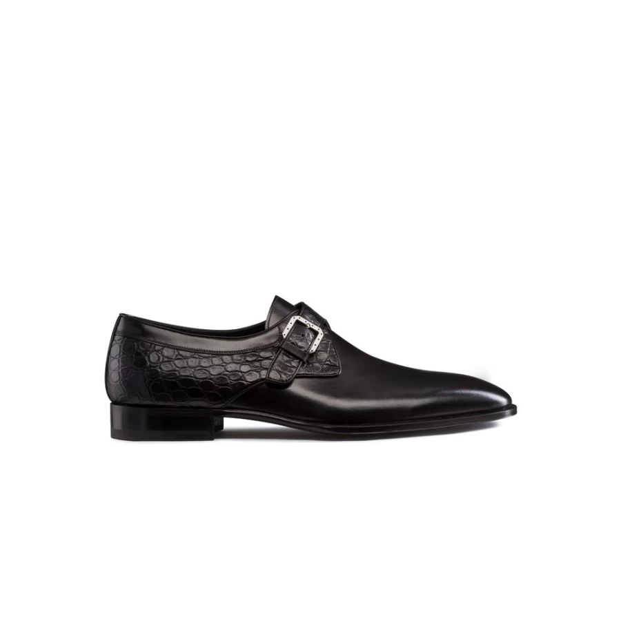 Stefano Ricci Luxury Men's Dress Shoes in Premium Calfskin & Matte Crocodile Leather