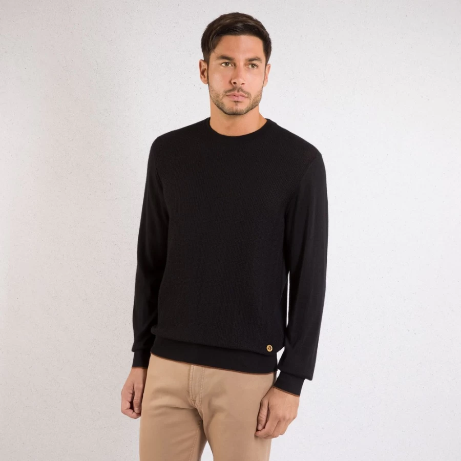 "Stefano Ricci Men's Luxury Cashmere Silk Blend Crew Neck Sweater in F23375_3131"