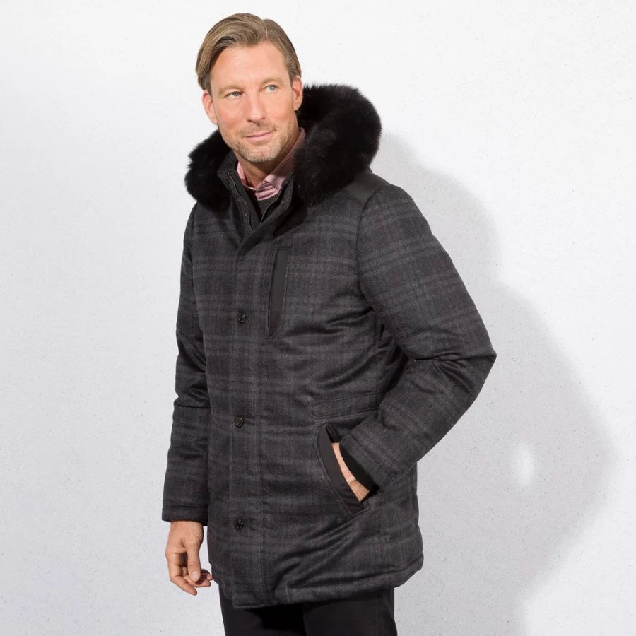 Stefano Ricci Men's Luxury Cashmere Silk Fox Fur Hooded Jacket – Premium Winter Coat