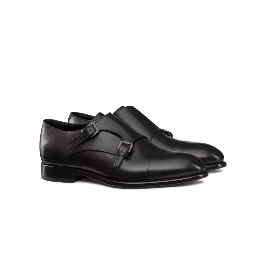 "Stefano Ricci Men's Double Monk Strap Dress Shoes in Premium Calfskin Leather"