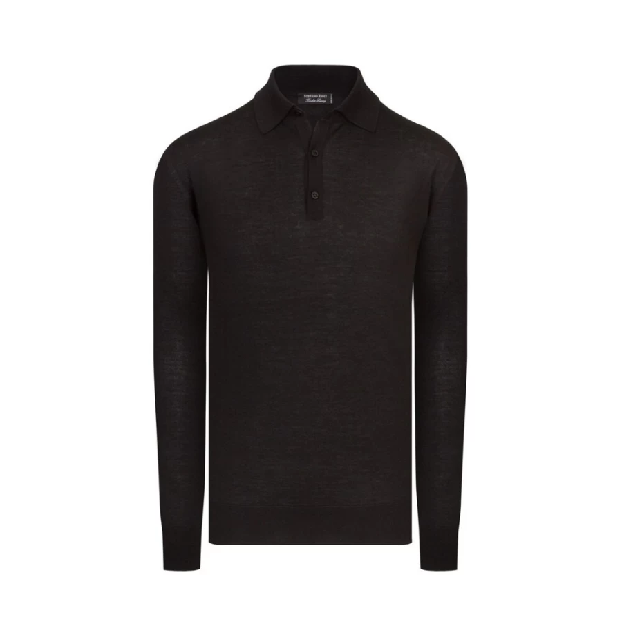 Stefano Ricci Men's Premium Long Sleeve Three-Button Polo Shirt